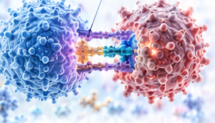 Conceptual representation of a cellular encounter and immunological synapse
